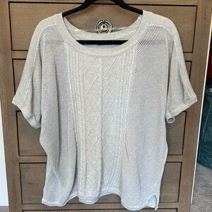 PrAna Gray Nadine Sweater Womens S Organic Cotton mesh cable knit open knit yoga